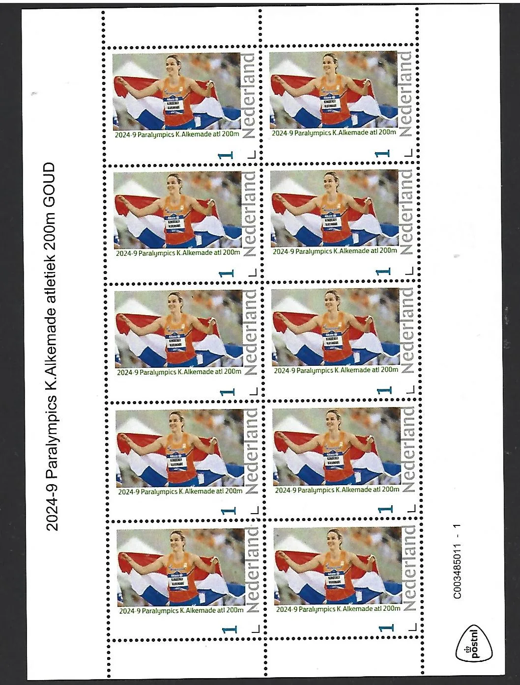 Nederland 2024-9 Paralympics K.Alkemade Athletics 200m freestroke sheetlet postris/mnh