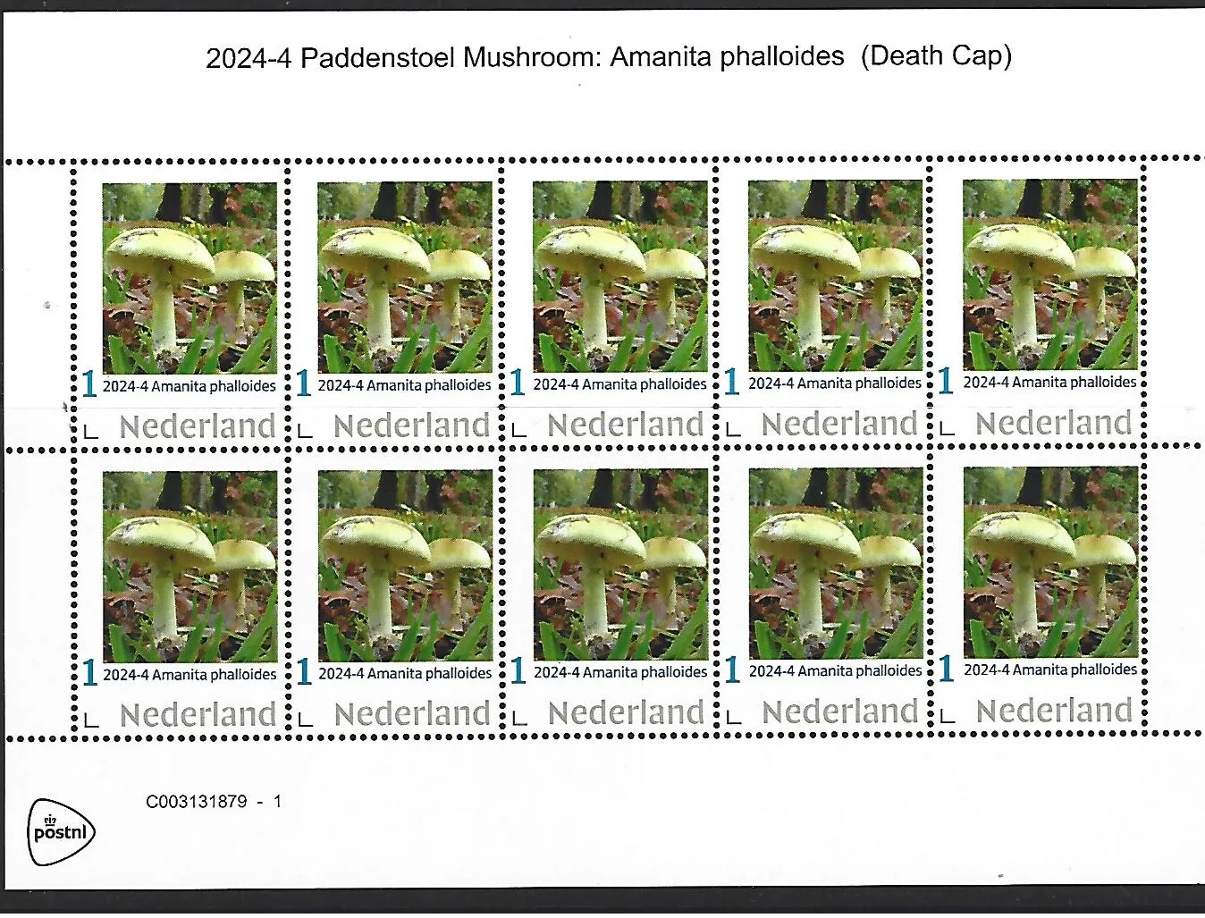 Pays-Bas 2024-4 Champignons Amanita Palloides Death Cap feuillet neuf/mnh