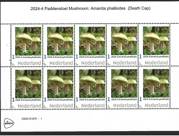 Netherlands 2024-4 Mushrooms Amanita Palloides Death Cap sheetlet MNH