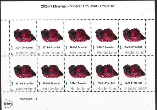 Netherlands 2024-1 Minerals Proustite vel-sheetlet MNH