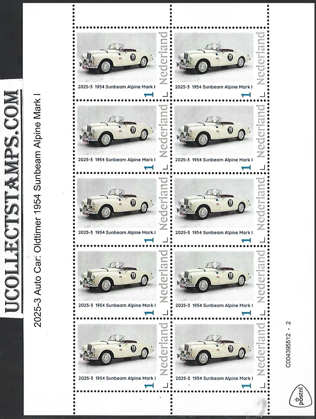 Nederland 2025-3 Auto Oldtimer Car: 1954 Sunbeam Alpine Mark 1 sheet postfris/mnh