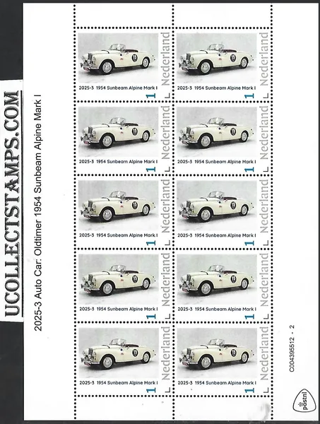 Nederland 2025-3 Auto Oldtimer Car: 1954 Sunbeam Alpine Mark 1 sheet postfris/mnh