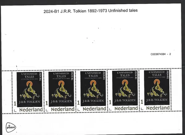 Netherlands 2024-B1 JRR Tolkien: unfinished tales gold 1 sheetlet MNH