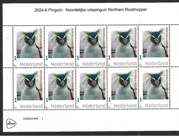 Netherlands 2024-8 Penguin: Northern Rockhopper sheetlet MNH