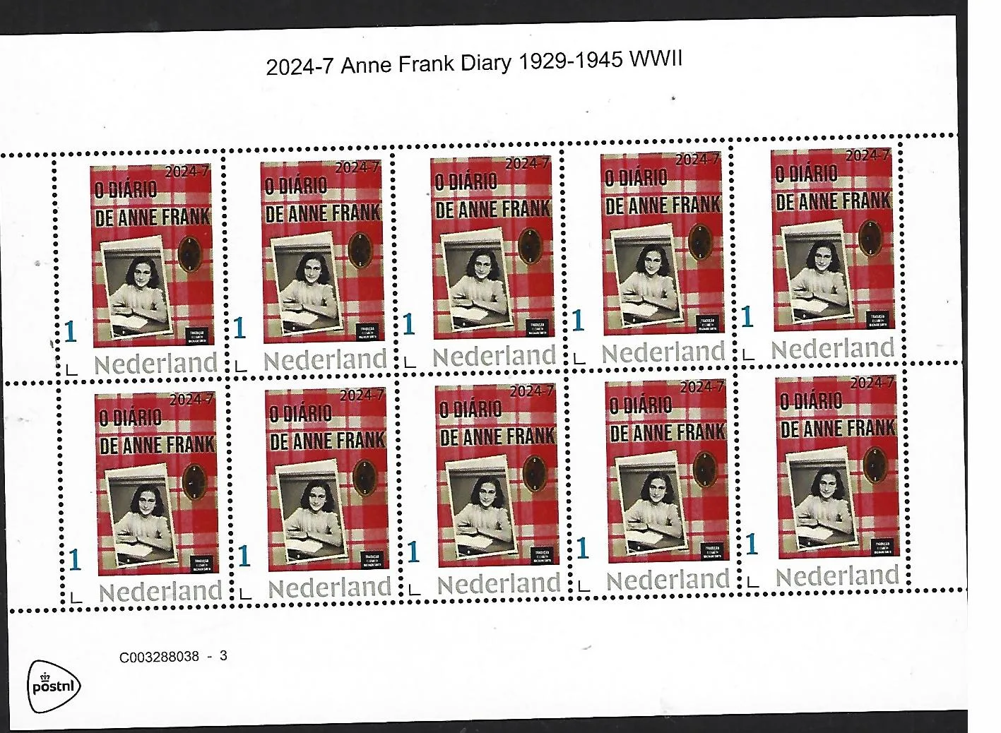 Niederlande 2024-7 Anne Frank Tagebuch 1929-1945 Blockchen postfrisch/mnh
