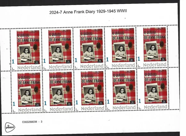Netherlands 2024-7 Anne Frank Diary 1929-1945 sheetlet MNH