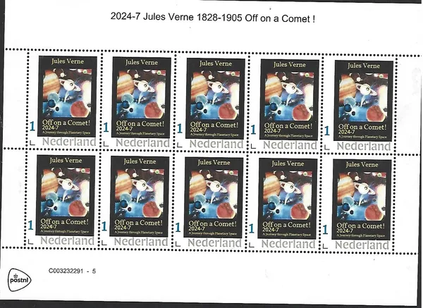 Netherlands 2024-7 Jules Verne: off on a comet sheetlet MNH