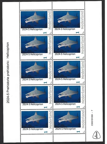 Nederland 2024-5 Prehistorie Prehistoric: Helicoprion sheetlet postfris/mnh
