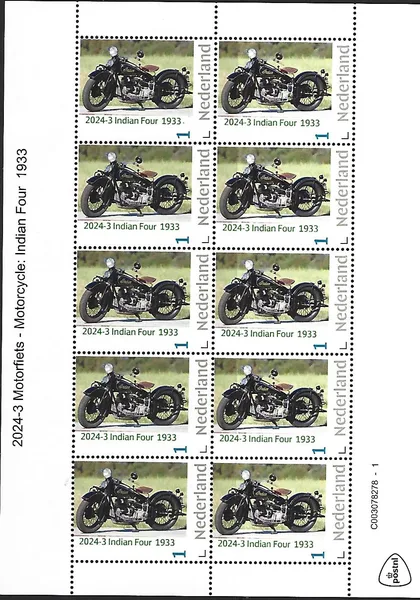 Netherlands 2024-3 Motorcycle: Indian Four 1933 sheetlet MNH