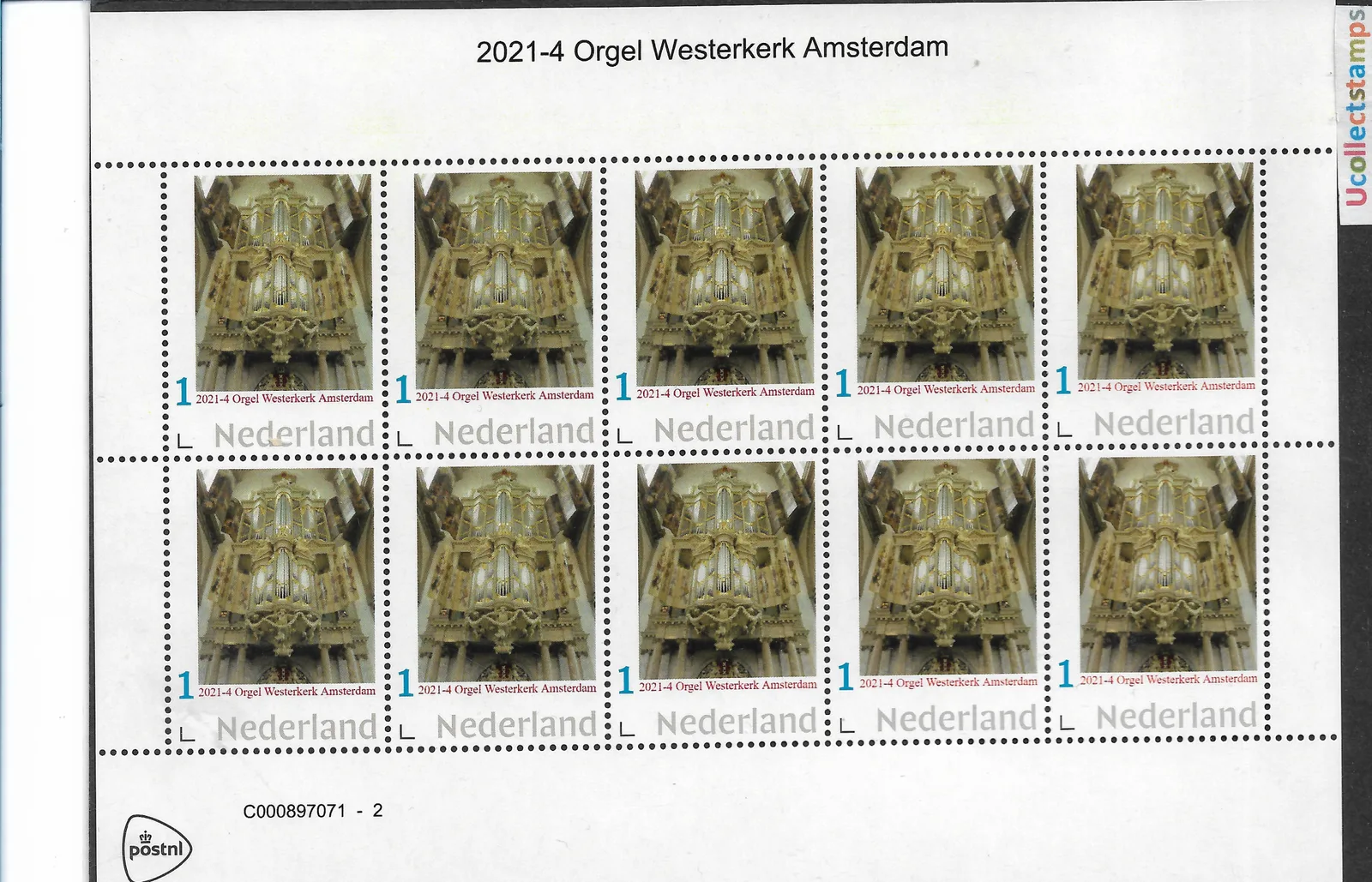 Pays-Bas 2021-4 Orgue : Westerkerk Amsterdam feuillet neuf/mnh