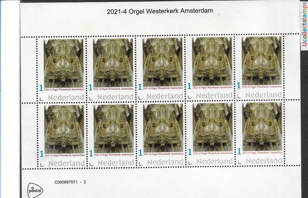 Nederland 2021-4 Orgel organ: Westerkerk Amsterdam vel-sheetlet postfris/mnh