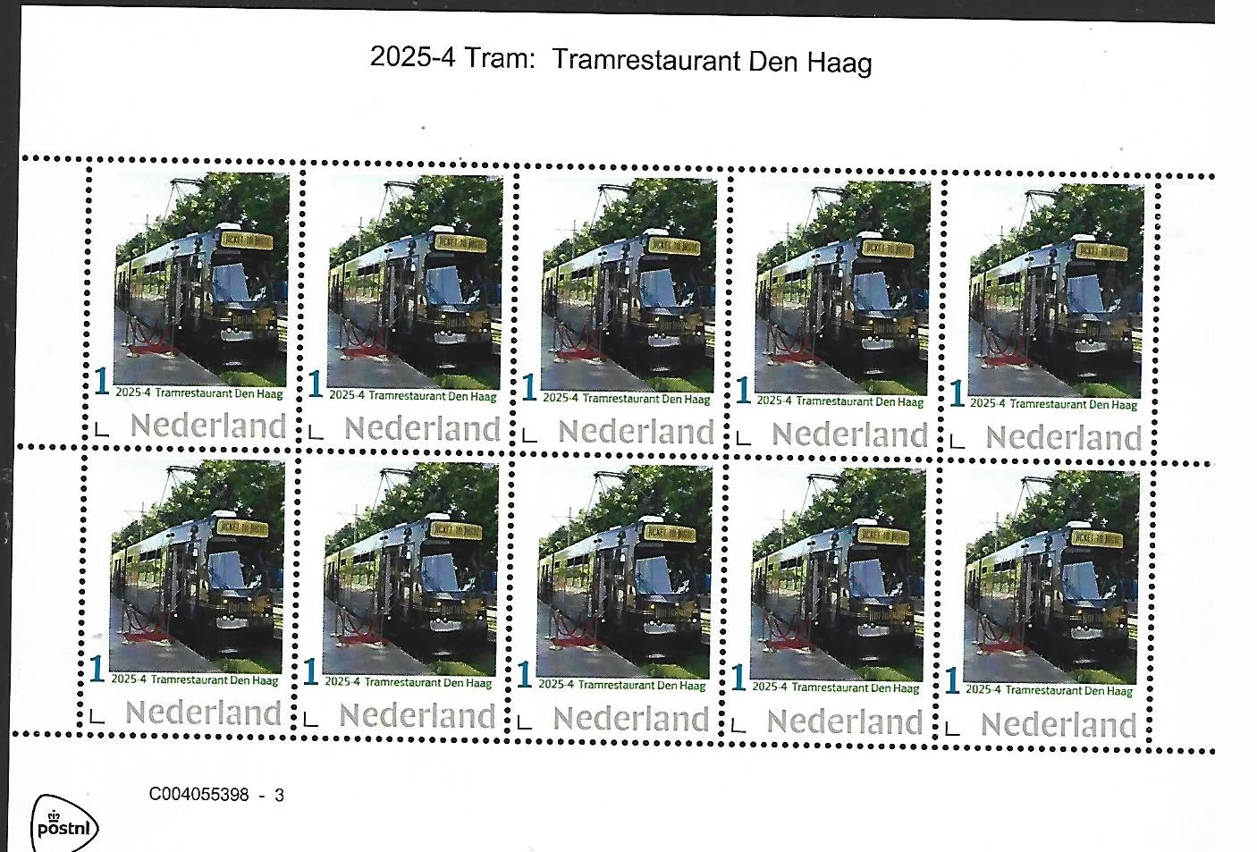 Netherlands 2025-4 Tram: Restaurant Tram The Hague sheetlet MNH