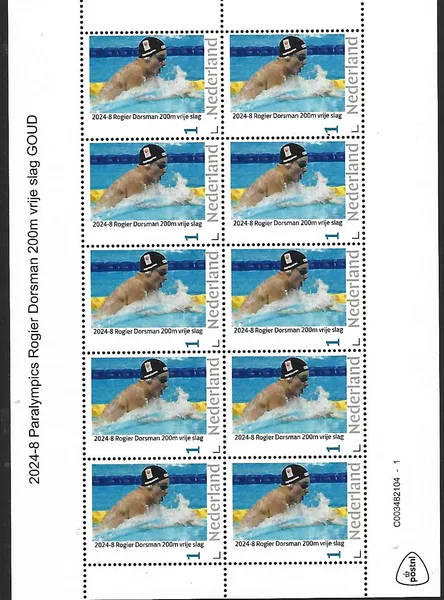 Netherlands 2024-8 Paralympics R.Dorsman swimming 200m freestroke sheetlet MNH