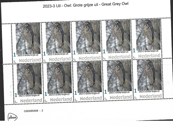 Netherlands 2024-3 Owl: Great Grey Owl sheetlet MNH