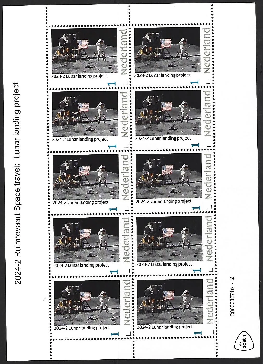 Niederlande 2024-2 Raumfahrt - Space: Lunar landing Kleinbogen postfrisch/mnh