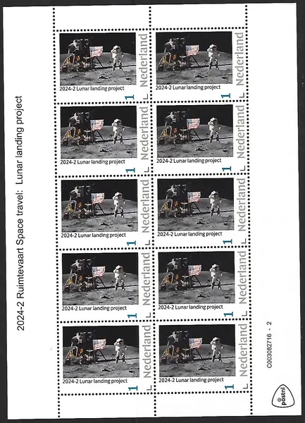 Netherlands 2024-2 Space: Lunar landing sheetlet MNH