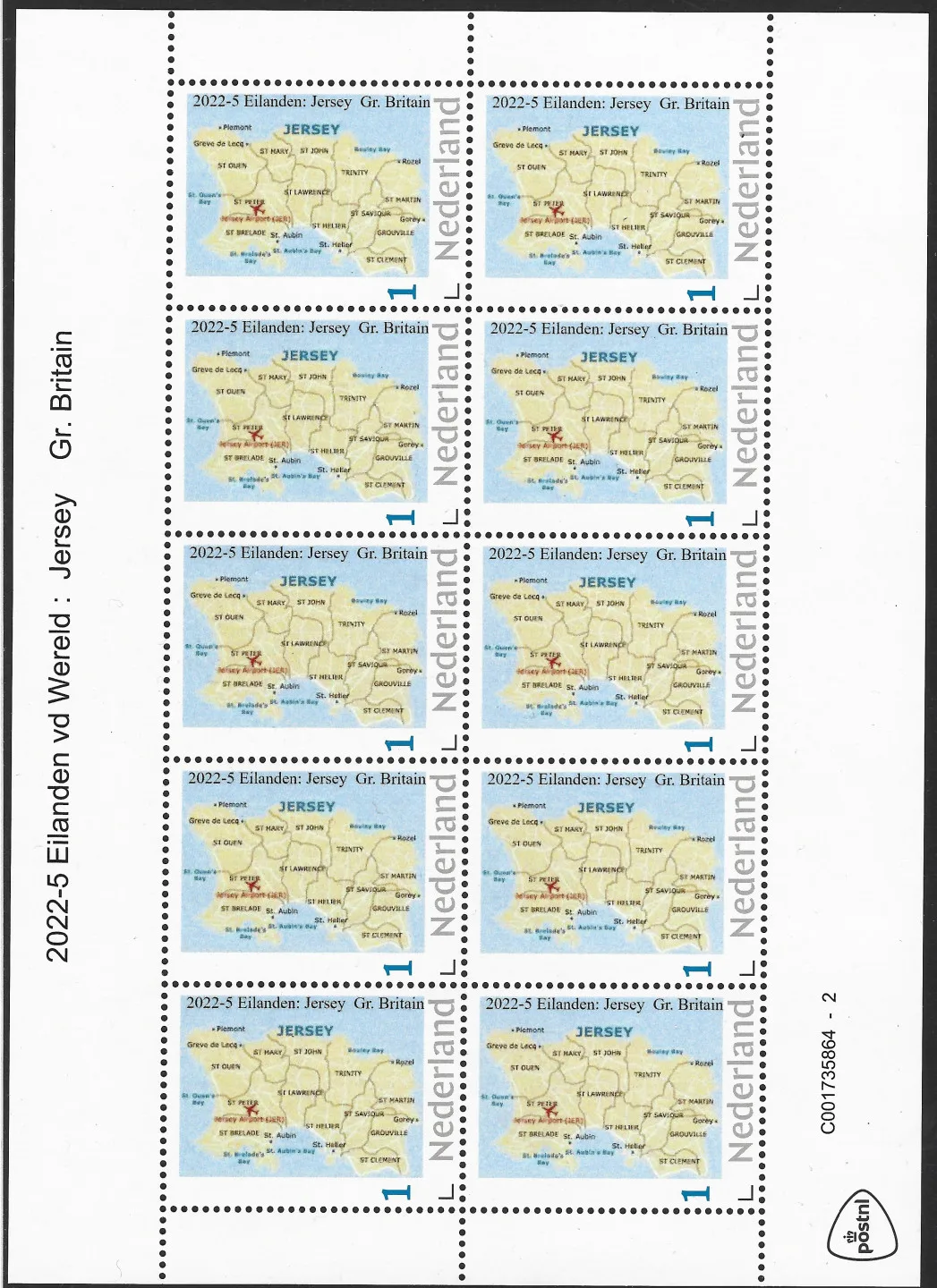 Niederlande 2022-5 Eilanden - Islands Jersey Großbritannien Kleinbogenset postfrisch/mnh