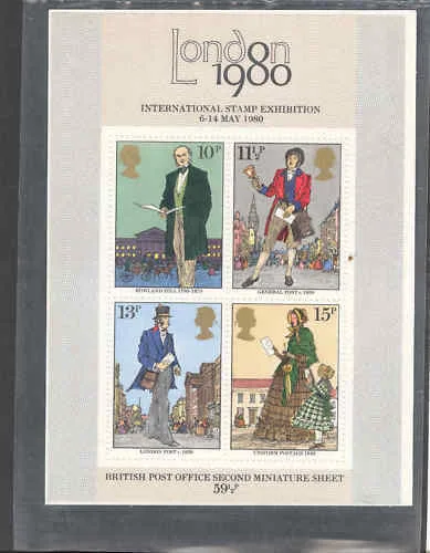 Great Britain 1979 Rowland Hill London 1980 Block 1 MNH