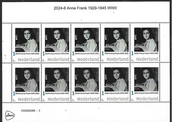 Netherlands 2024-6 Anne Frank WWII 1929-1945 sheetlet MNH