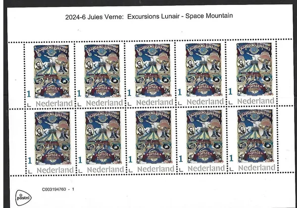 Netherlands 2024-6 Jules Verne Lunar Excursion souvenir sheet MNH