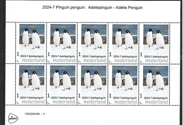 Netherlands 2024-7 Penguin Adelie Penguin sheetlet MNH