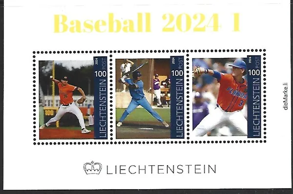 Liechtenstein 2024-1 Honkbal Baseball blok/m/s postfris/mnh