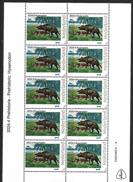Nederland 2024-4 Prehistorie prehistoric: Hyaenodon sheetlet postfris/mnh