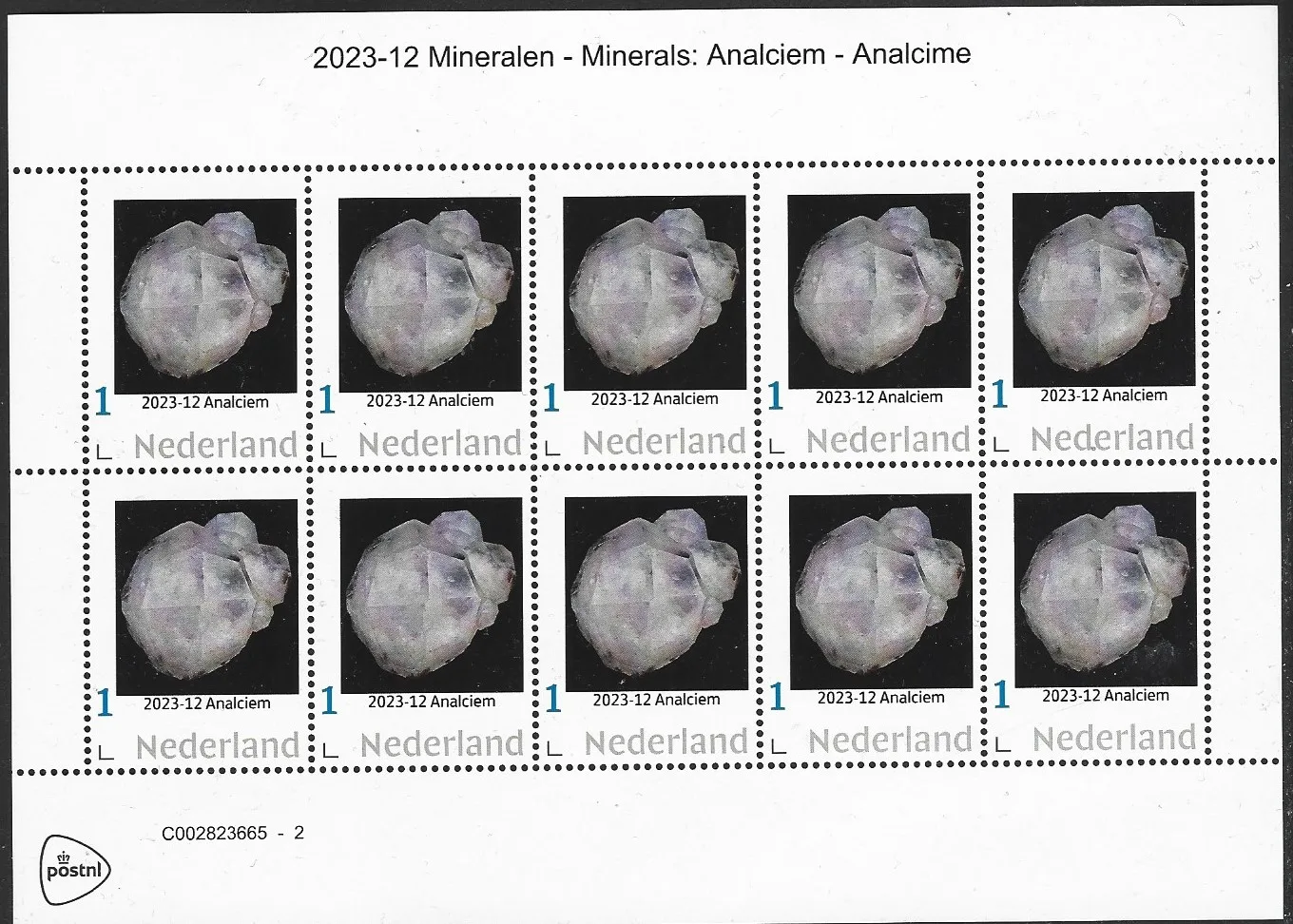 Niederlande 2023-12 Mineralien Analcim Zuschlag postfrisch/ungebraucht