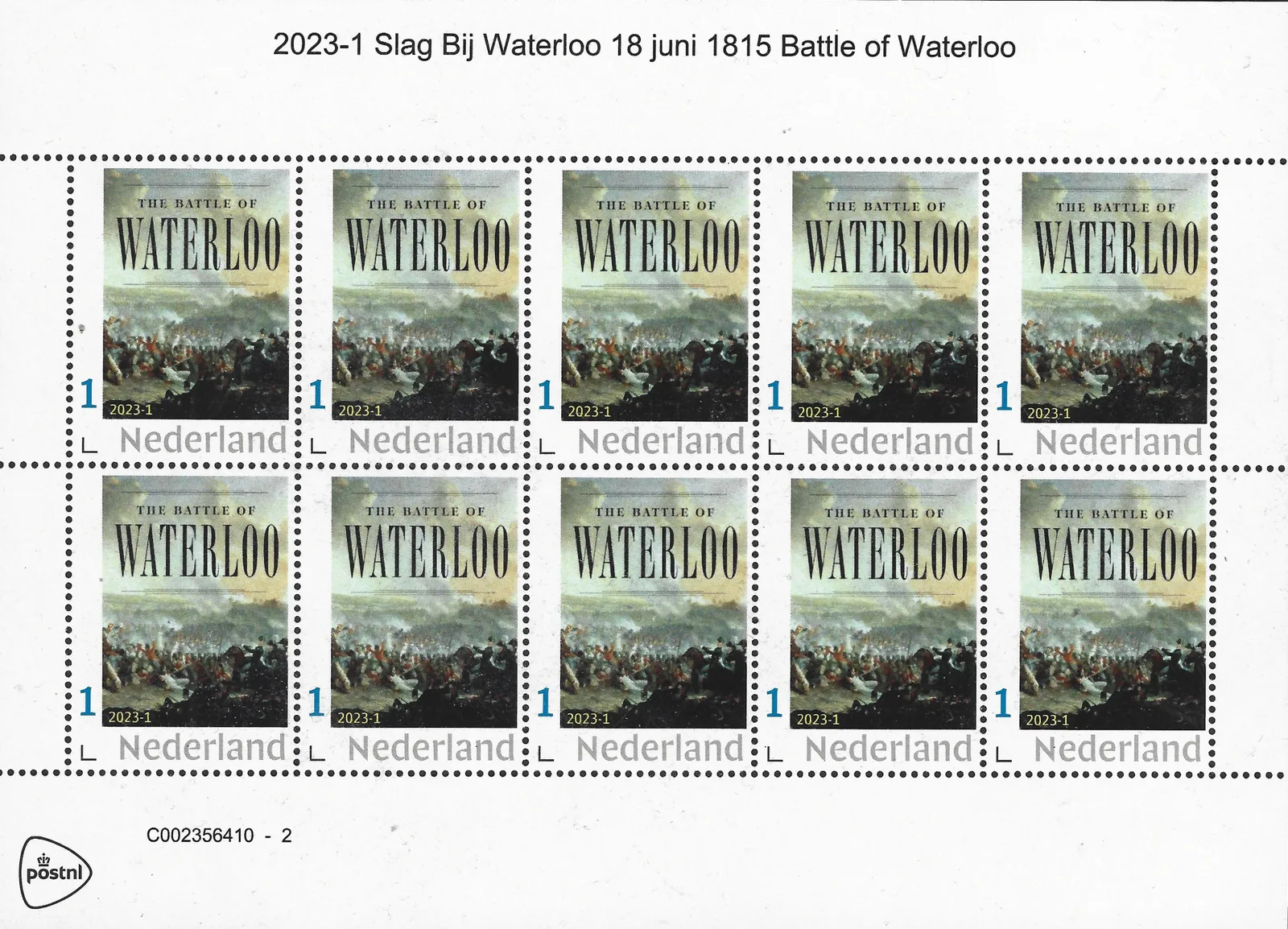 Niederlande 2023-1 Schlacht von Waterloo – 18. Juni 1815 Bogen postfrisch/mnh