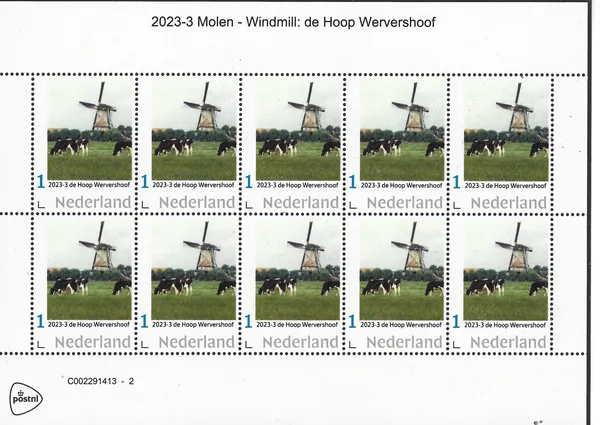 Netherlands 2023-3 Windmill: De Hoop Weaver's Workshop Cow Sheetlet MNH