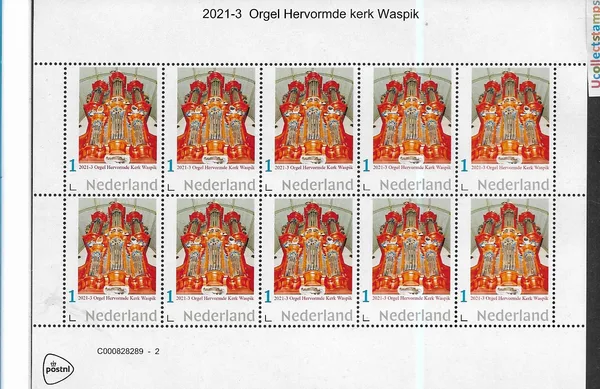 Nederland 2021-3 Orgel organ: Hervormde kerk Waspik vel-sheetlet postfris/mnh