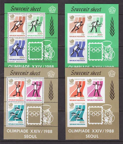 INDONESIE 1988 olympische spelen Seoul 4 blokken b69-70-71-72 postfris/mnh