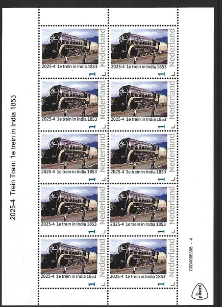 Netherlands 2025-4 Train: 1st train India 1853 sheetlet MNH