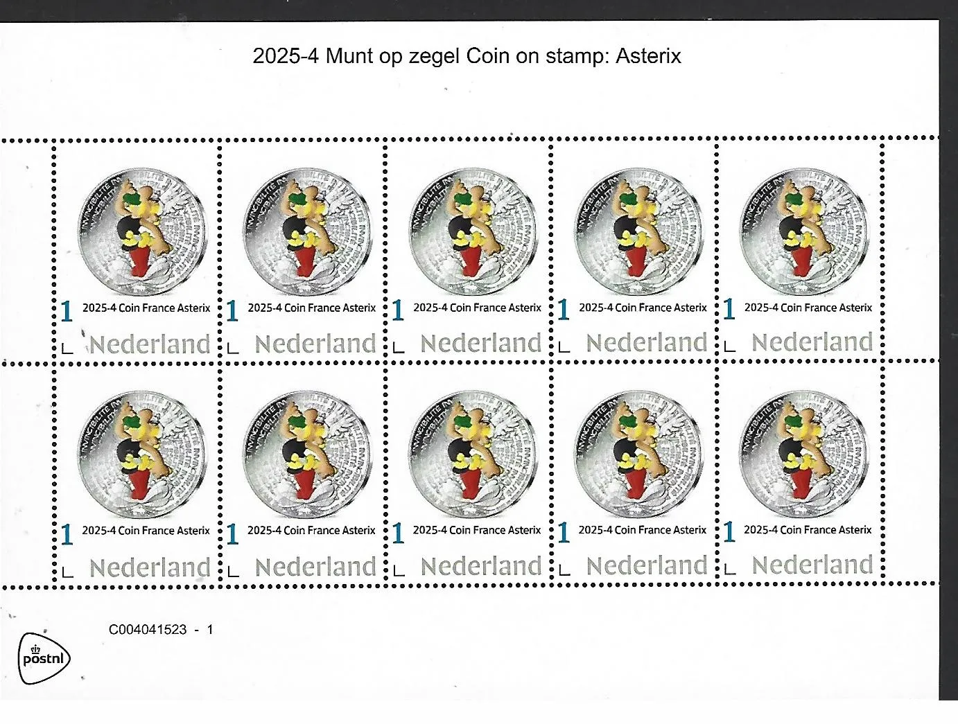 Nederland 2025-4 Coin Asterix on stamp sheetlet postfris/mnh