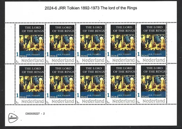 Nederland 2024-6 JRR Tolkien 1892-1973 Lord of the Rings sheetlet postfris/mnh
