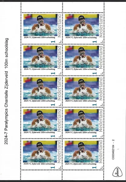 Nederland 2024-7 Paralympics Chantalle Zyderveld zwemmen 100m breaststroke sheetlet postris/mnh