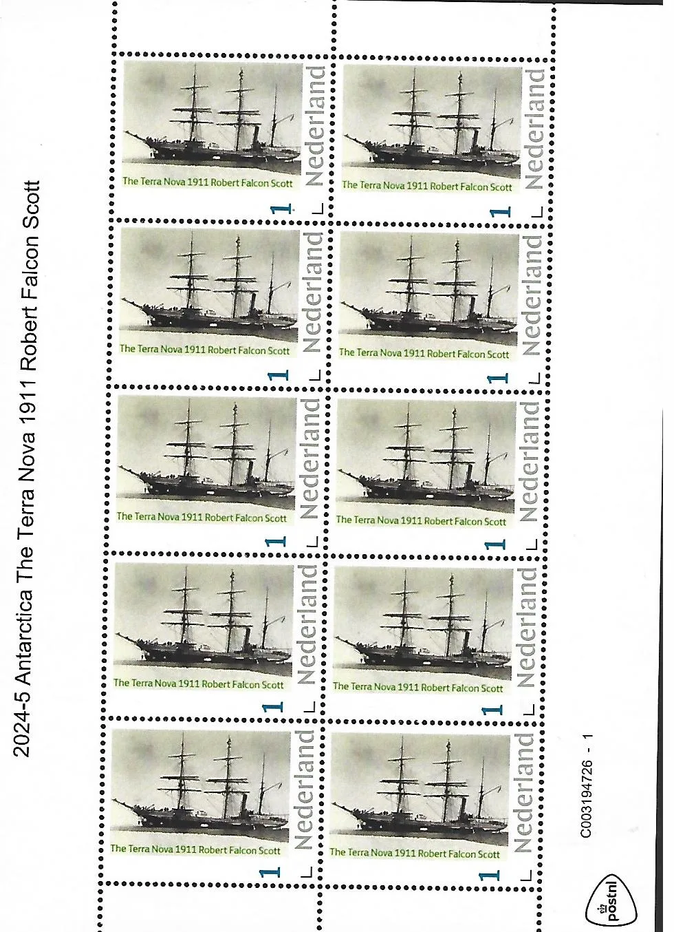 Netherlands 2024-5 Antarctica Terranova RF Scott ship MNH