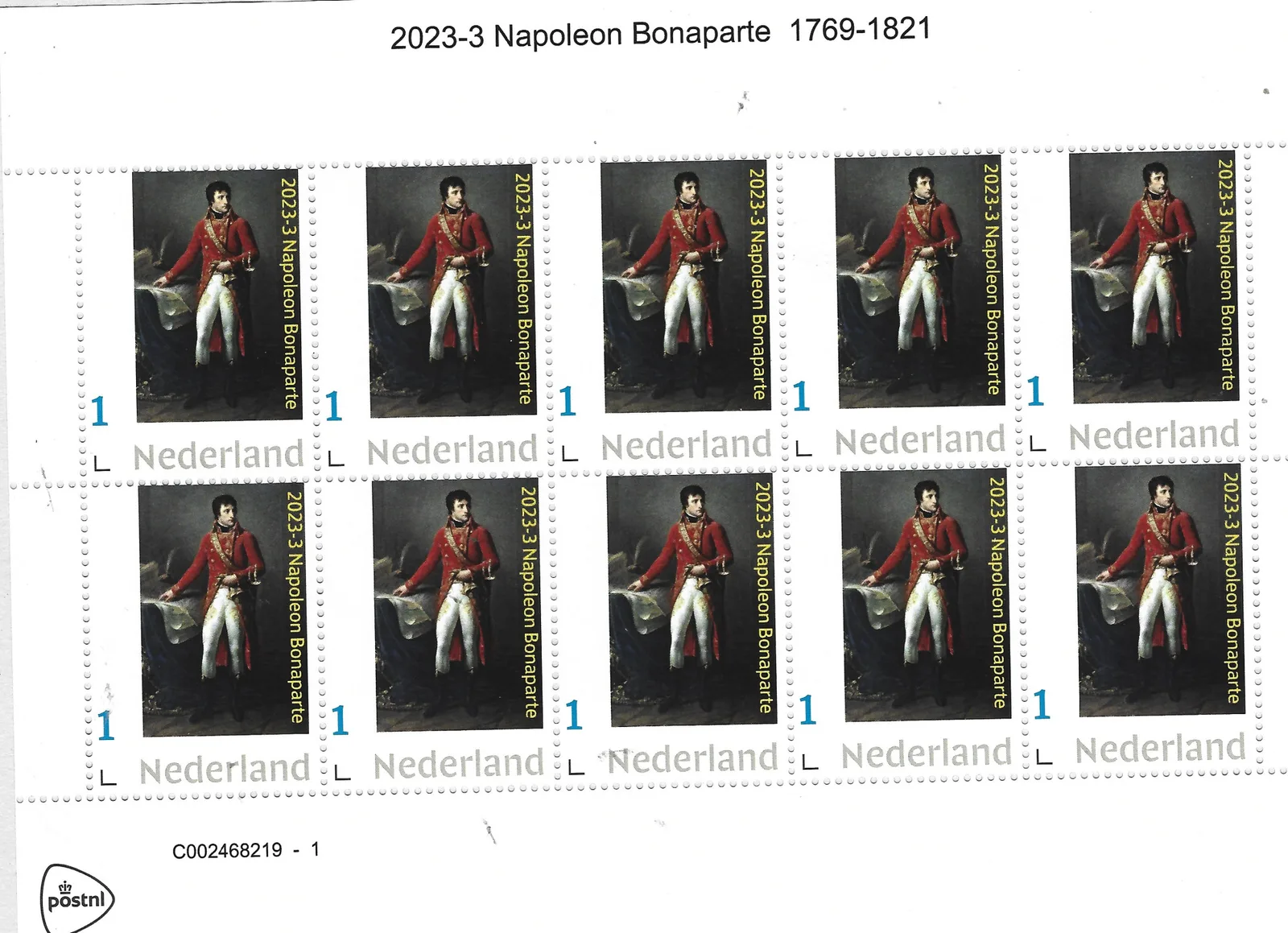 Pays-Bas 2023-3 Napoléon Bonaparte 1769-1821 feuille neuf/nm