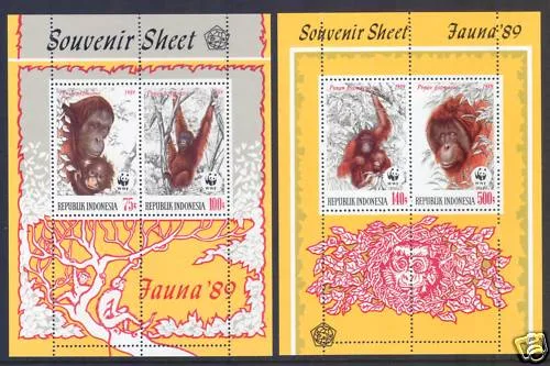 INDONÉSIE 1989 Faune - Singes - FNM-WWF blocs postfris/mnh b82-83