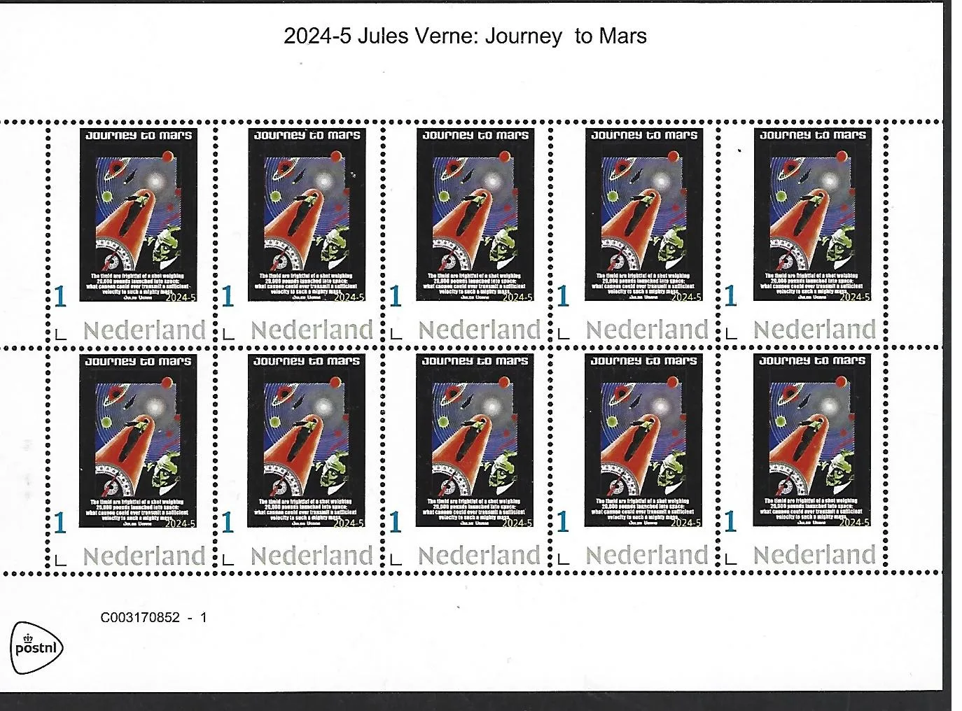 Niederlande 2024-5 Jules Verne: Reise zum Mars Blockausgabe postfrisch/ungebraucht