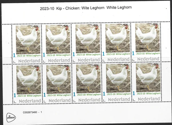 Netherlands 2023-10 Chicken: White Leghorn sheetlet MNH