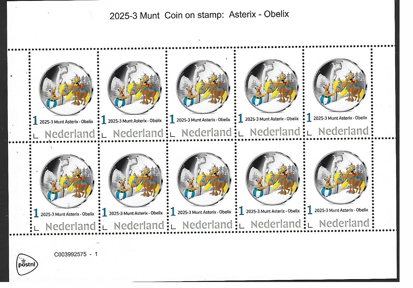 Nederland 2025-3 Munt Coin Asterix Obelix sheetlet postfris/mnh