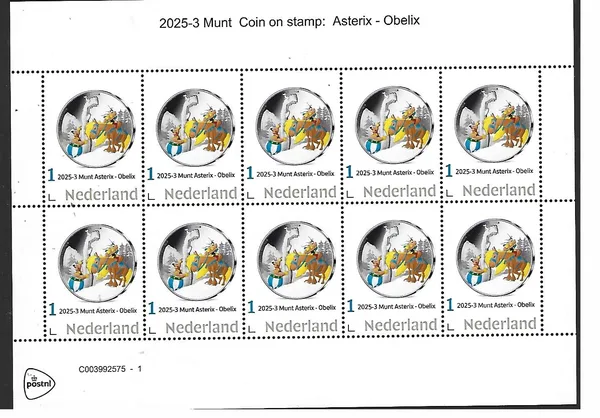Nederland 2025-3 Munt Coin Asterix Obelix sheetlet postfris/mnh