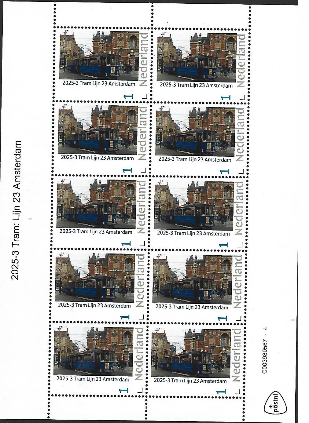 Nederland 2025-3 Tram : Amsterdam lijn 23 sheetlet postfris/mnh