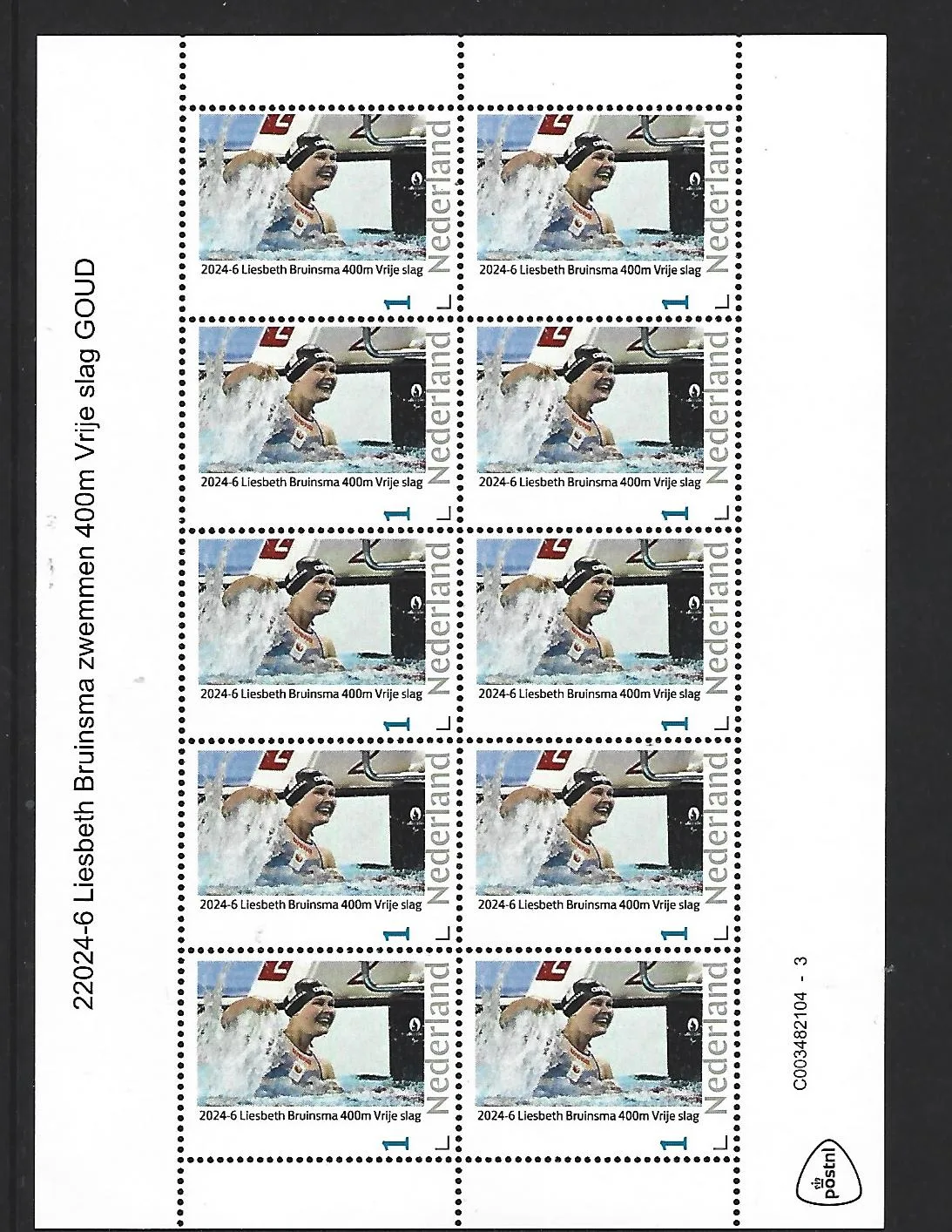 Niederlande 2024-6 Paralympics Liesbeth Bruinsma Schwimmen 400m Markenheftchen postfrisch/mnh
