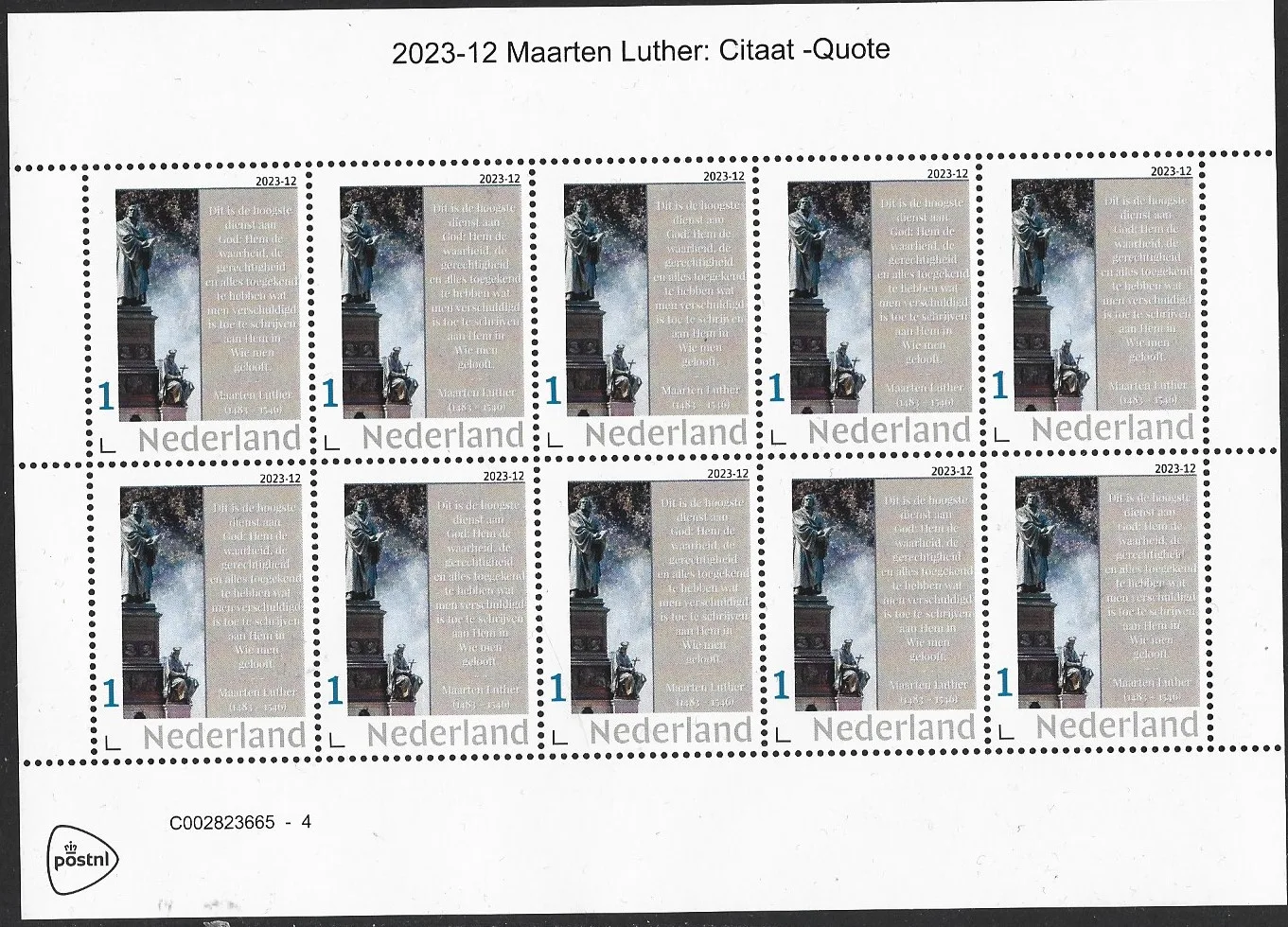 Pays-Bas 2023-12 Maarten Luther citation neuf/nnh