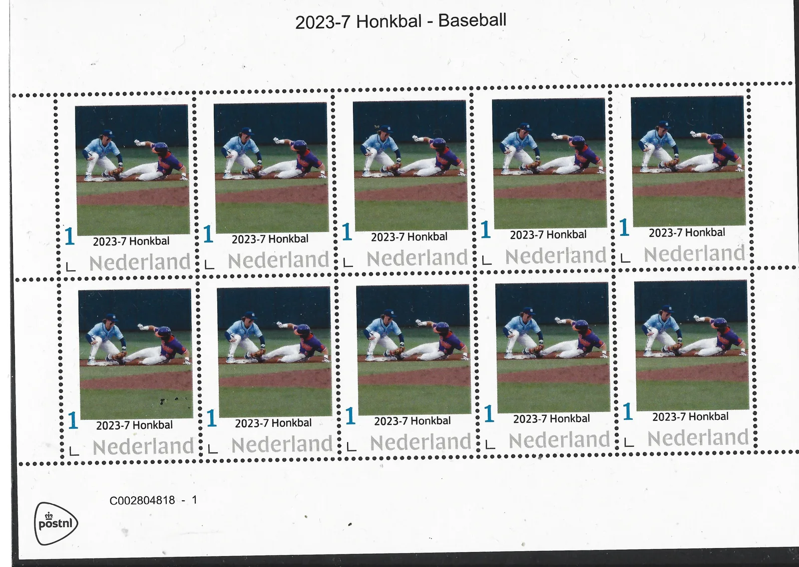 Pays-Bas 2023 -7 Baseball feuillet neuf/mnh