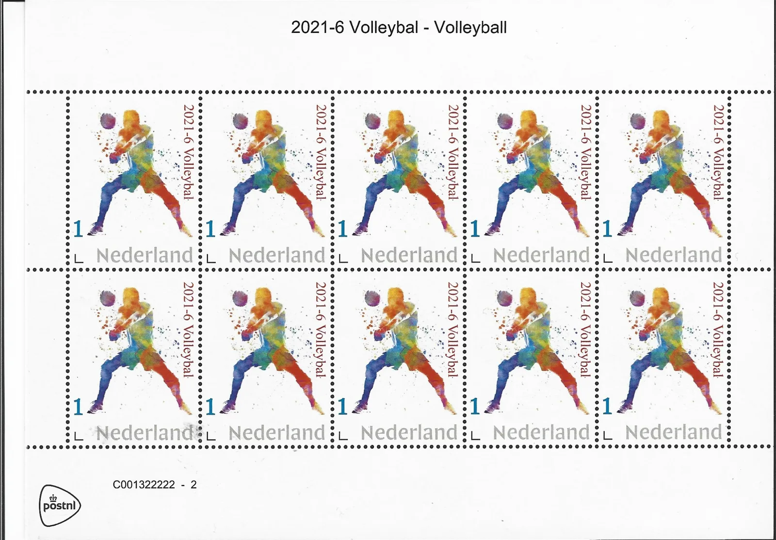 Pays-Bas 2021-6 Volleyball feuille postfris/mnh