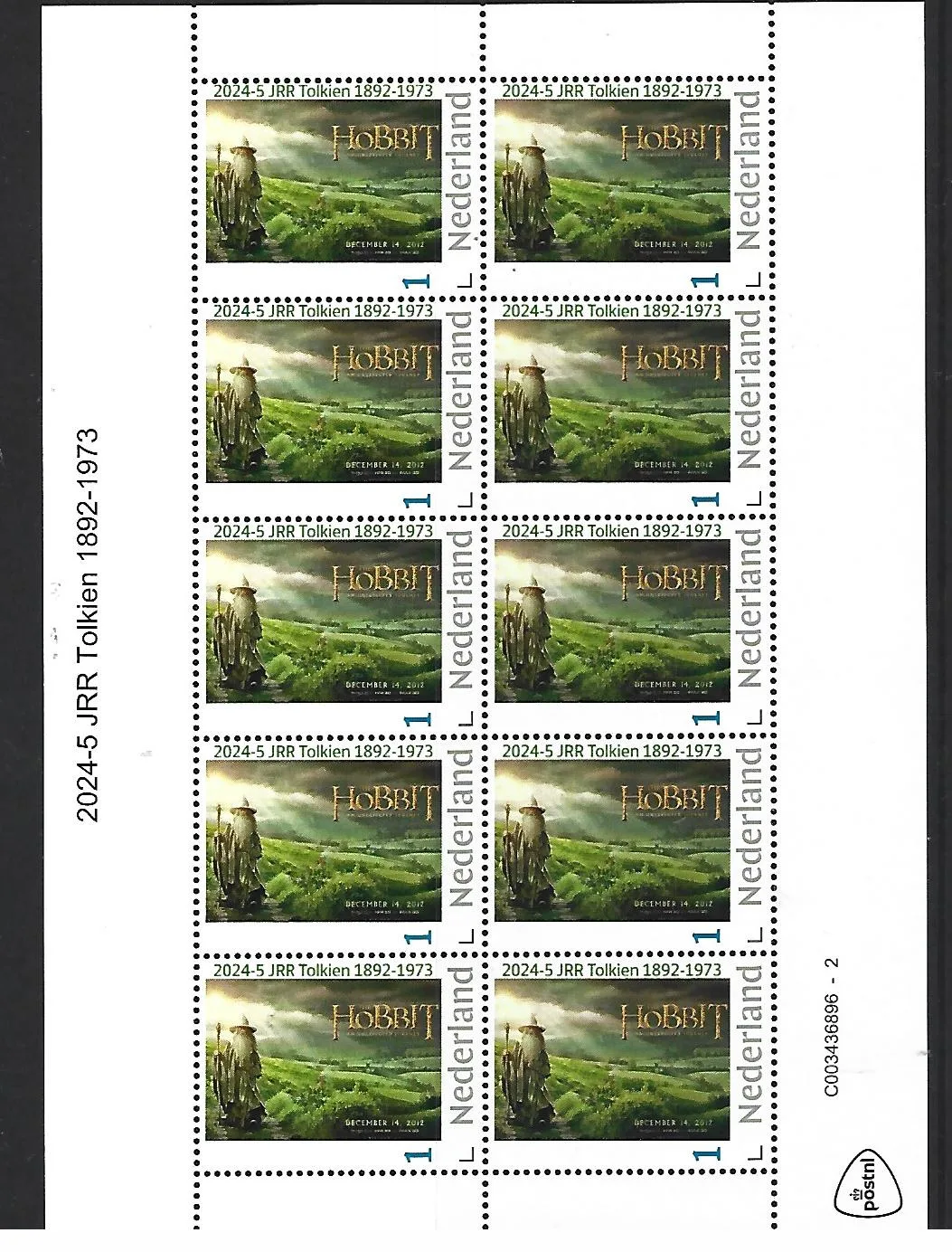 Pays-Bas 2024-5 JRR Tolkien 1892-1973 Le Hobbit feuillet neuf/mnh