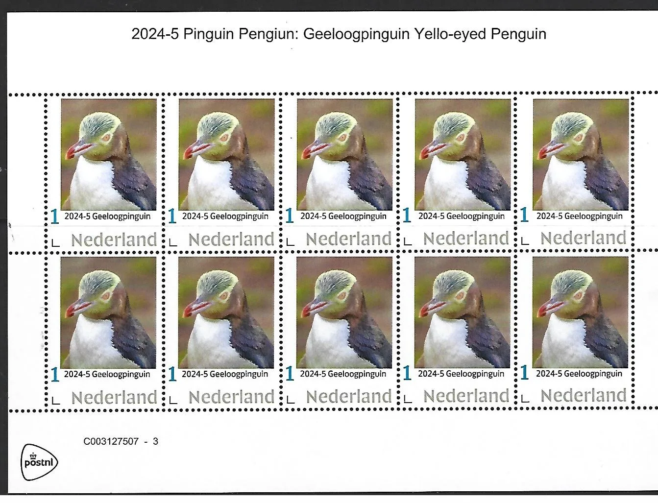 Niederlande 2024-5 Pinguin: Gelbaugenpinguin Miniaturblatt postfrisch/mnh